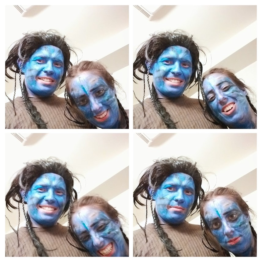 4 photos d'identité Sarah et Maxime en tant que alien aux USA pour Halloween