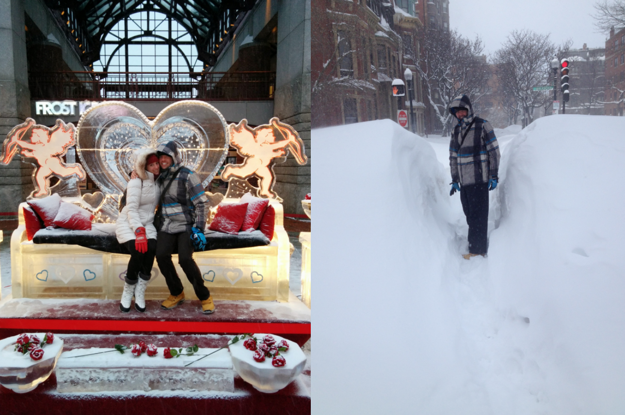 coeur de glace et 1,80 mètre de neige, à Boston Maxime et Sarah