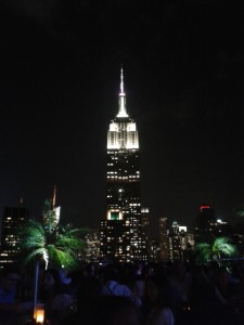 Vue sur l'Empire State Building de nuit, du rooftop 230 sur 5th avenue