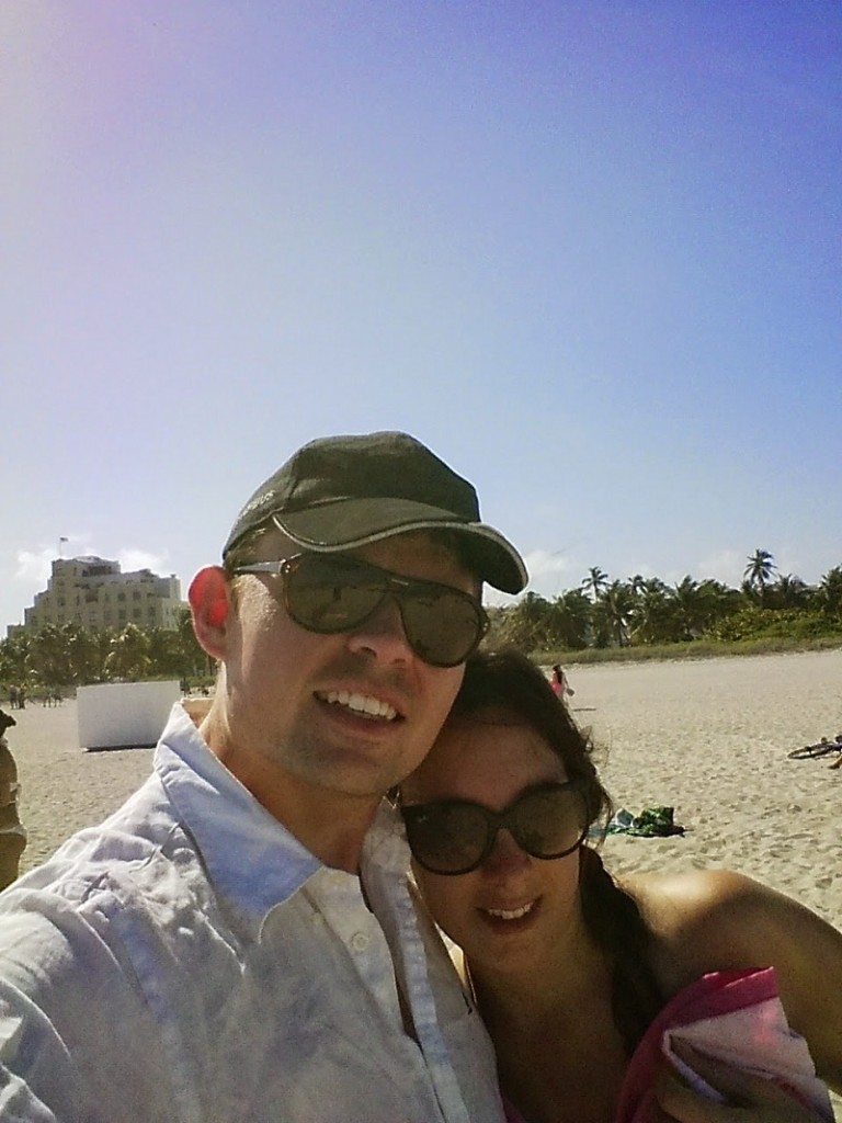 Maxime et Sarah sur la plage de Miami Beach